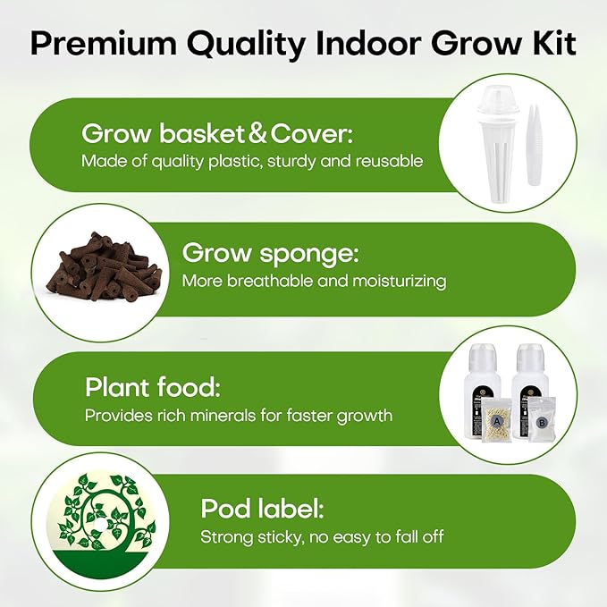 Ahopegarden 167 Pcs Seed Kit for Aerogarden for Gardencube Hydroponics Growing System, Grow Kit for Indoor Garden with 40 Grow Sponges, 40 Grow Baskets, 40 Covers, 40 Labels, 6 A&B Plant Food