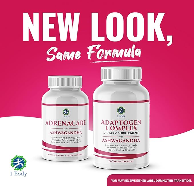 1 Body Ashwagandha Complex Supplement 120 Vegan