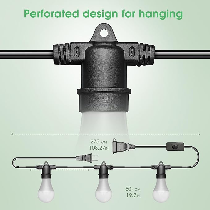 Hanging Grow Light 5000K, Briignite 3 Grow Light Bulbs with 8.86ft Power Cord, Replaceable Bulbs E26 Base, Linkable Hanging Plant Light, LED Full Spectrum Grow Lights for Indoor Plants 300W Equivalent