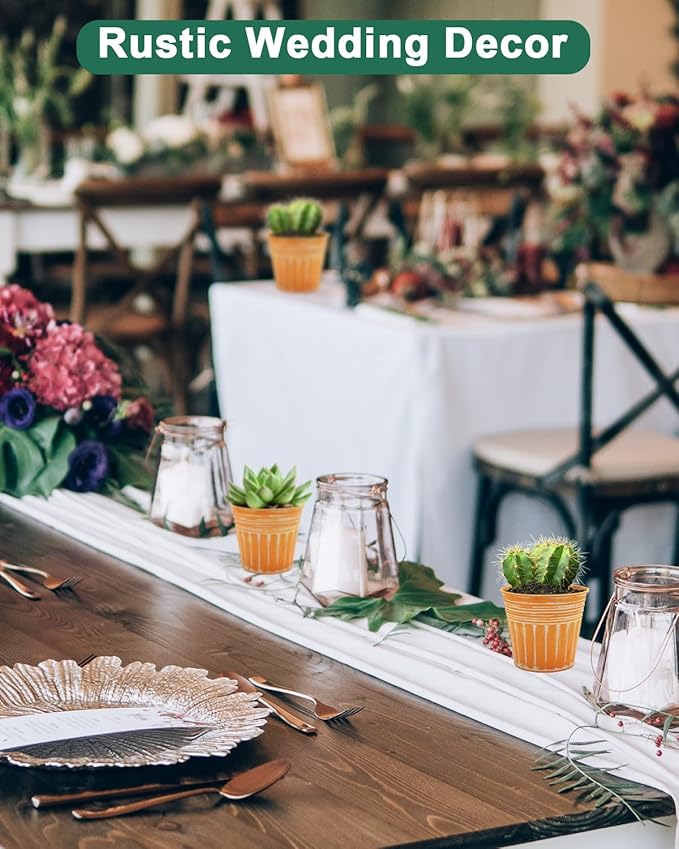 vensovo 4 Inches Orange Metal Rustic Flower Pots - 6 Pcs Small Galvanized Planters with Drainage Hole and Rubber Plug, Rustproof Tin Bucket Plant Pot Farmhouse Vintage Style for Decor