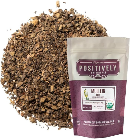 Organic Positively Botanicals Company, Mullein Leaf, 4 Ounce