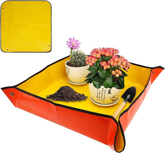Repotting Mat for Indoor Plants,Potting Mat,Garden Supplies,Garden Tool Set,Gardening Gifts,Indoor Gardening System,Gardening Gifts,Indoor Plant Tools,Plant Mats for Repotting(Organge 26*26 in)