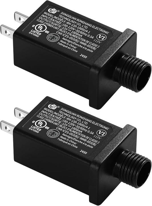 Replacement Yard Inflatable Adapter Power Supply Adaptor - 12V 1.0A 2Pcs - Inflatable Plug Replacement Class 2 Power Supply - for Halloween/Christmas Tree Light Yard Blow Up Decorations