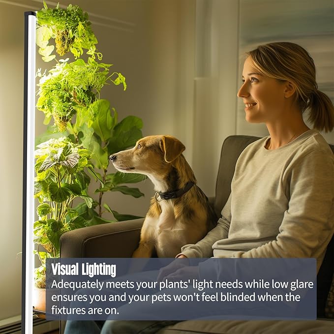 GLOWRIUM Standing Grow Light for Indoor Plants, 30in Full Spectrum Vertical Plant Light,3 Light Modes, Auto-Timer,6-Level Dimmable, Suitable for Wide Area Coverage in Indoor Plants (2-Section)