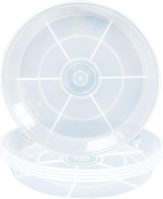 6 Pack Plant Saucer Drip Tray 7 8 inch, Plant Drainage Trays, Heavy Sturdy Plastic Planter Flower Pot Saucers for Indoor Outdoor Garden, Plant Water Drip Trays for pots (8", Clear)