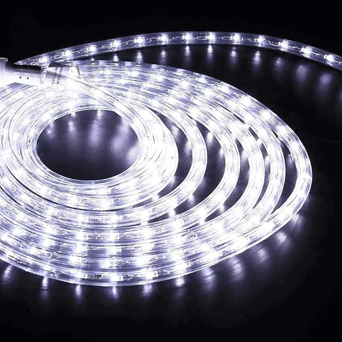 200ft LED Rope Lights Outdoor, 1440 LED Flexible Tube Lights with 8 Modes, Waterproof LED Rope Lighting for Outside, Garden, Patio, Bedroom, Party, Pool, Fences, Indoor Outdoor Decoration (White)