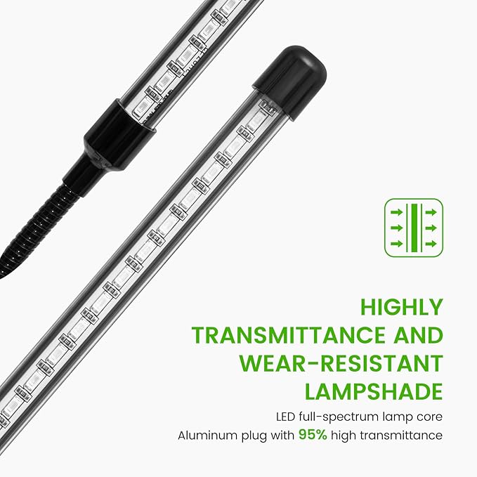 Clip Grow Light for Indoor Plants, Red Blue Spectrum Plant Growing Lamp with 3 Switch Modes,10-Level Dimmable,Auto ON & Off,3/9/12H Timer,Adjustable Gooseneck,1485 Lumen,Input Volateg 15W