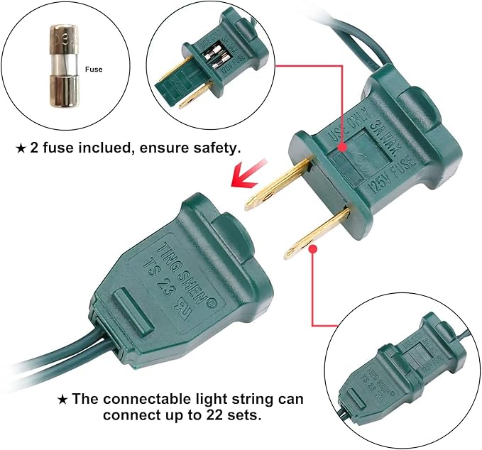 Multicolor Christmas LED Lights - 2 Pack 100 Count Multi-Colored Holiday String Lights for Tree, Party, Wedding, Indoor/Outdoor Use, 2 Sets 33 Feet Green Wire, UL Certified, Connectable