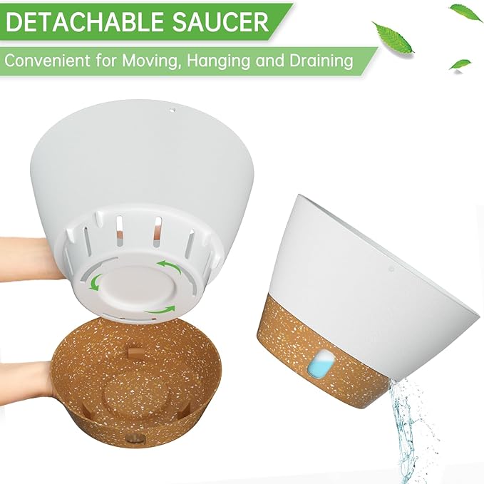 ZMTECH Hanging Planters for Indoor Plants Set of 2 Self Watering Hanging Pots Hanging Baskets Hanging Flower Pots for Outdoor Hanging Plants(10 Inch, White)