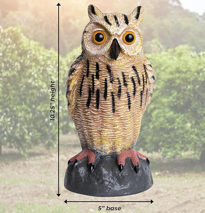 Galashield Owl Decoy | Plastic Owls to Scare Birds Away | Owl Statue for Garden & Outdoors - Pack of 3