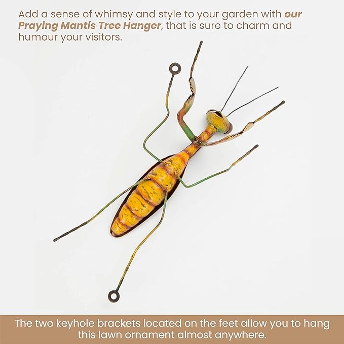 Bits and Pieces - Praying Mantis Tree Hanger - Yard Decorations - Whimsical Tree Sculpture - Outdoor Garden Peeker Tree Hugger Yard Art - 12"x 5"x 3½"