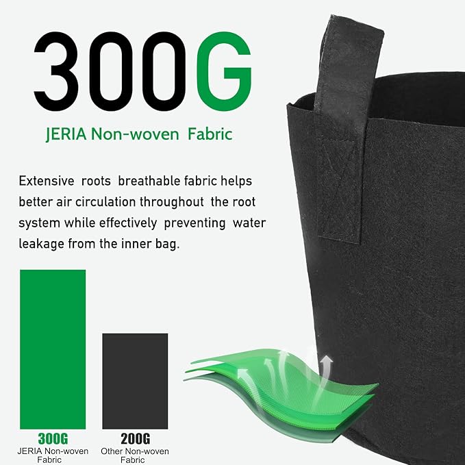 JERIA 12-Pack 1 Gallon, Vegetable/Flower/Plant Grow Bags, Aeration Fabric Pots with Handles (Black), Come with 12 Pcs Plant Labels