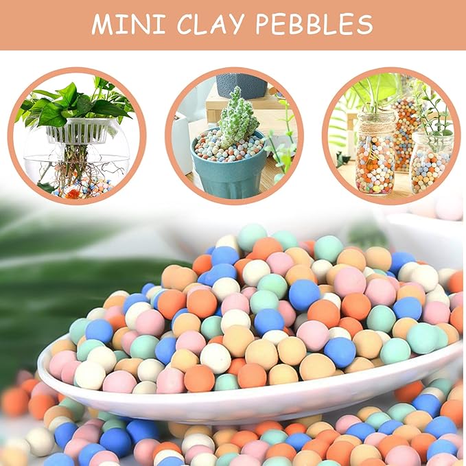 5LBS Ceramsite Clay Pebbles for Orchid - Mini Leca Clay Pebble for Plants Drainage - Perfect Ceramsite Balls as A Soil Topper for Indoor Plants, Cacti Succulents Bonsai.