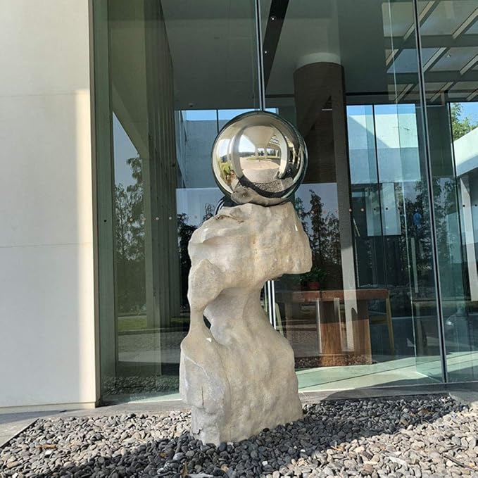 6-15 inch Gazing Globe Mirror Ball,Polished Reflective Smooth Garden Ball Sphere,Colorful and Shiny Addition to Any Garden or Home Decoration,Silver Stainless Steel