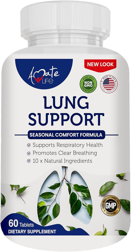 Lung Support Dietary Supplements Herbal Breathing 10 Active 60 Capsules