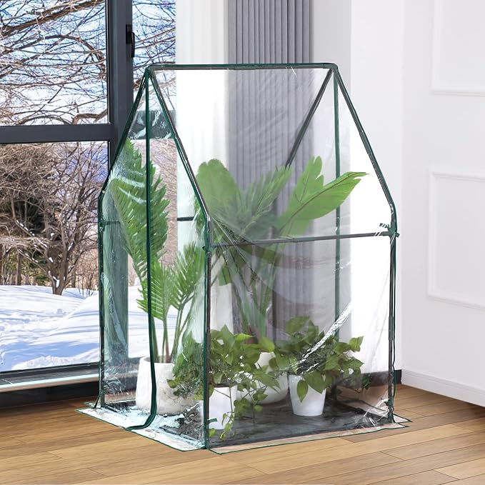 Mini Greenhouse for Indoor Outdoor: Ohuhu Portable Green House with Waterproof Pad for Small Plants Nursery Germination, 36"x36"x58.5" Heavy-Duty PVC Cover Tent Humidity Dome Seedling Accessory