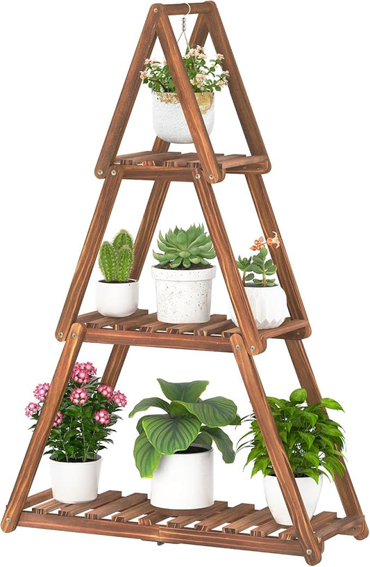 Wooden Plant Stand Indoor Outdoor,Christmas Tree Plant Shelf Indoor,3 Tier Tall Flower Stand for Multiple Plants,Corner Plant Holder for Living Room Bedroom Office Garden Patio Decor