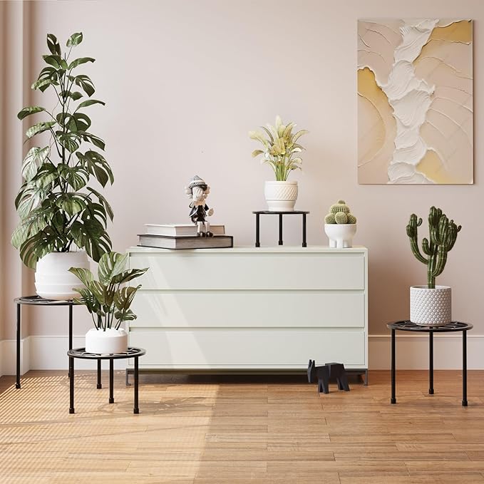 Metal Plant Stand Indoor Outdoor,Indoor Plant Stands for Patio Rust Proof,Heavy Duty Flower Pot Stands for Multiple Plant,Black Potted Plant Holder for Garden Home (5 Pack Black)