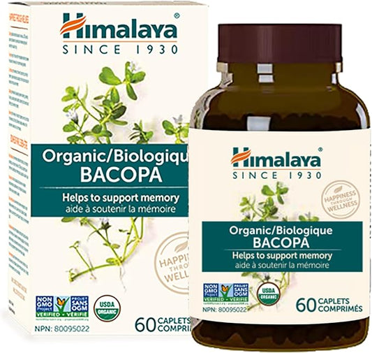 Himalaya Organic Bacopa Monnieri Nootropic Herbal 750 mg, 60 Plant-Based 60 Day