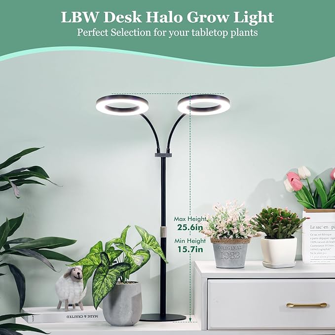LBW Grow Light for Indoor Plants Full Spectrum, Plant Lights for Indoor Growing, LED Plant Lamp for Indoor House Plant with Auto Timer, Adjustable Height and Brightness