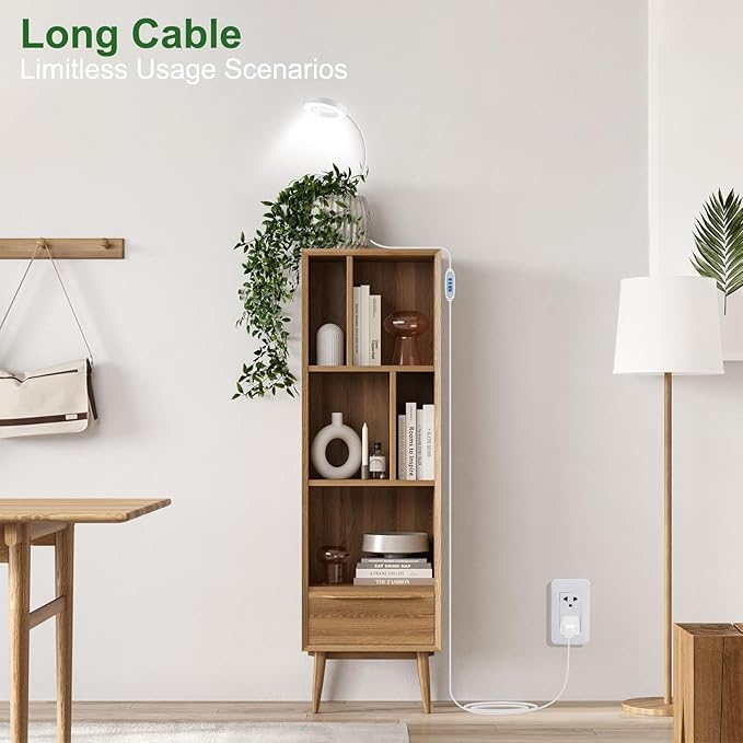 Wolezek 2 in 1 Grow Lights for Indoor Plants, 3 Colors Plant Lights for Indoor Growing with 360° Gooseneck, 48 LEDs Full Spectrum Plant Grow Lights Indoor, 6/12/16H Timer, 5 Brightness, White 2 Pack