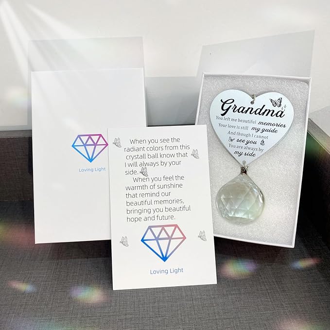 Memorial Gifts for Loss of Grandma, Sympathy Gifts for Loss of Grandma, Grandma in Heaven Memorial Crystal Suncatcher for Window Home Decor (Grandma)
