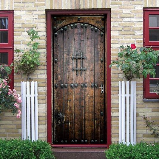 3D Door Stickers Murals Peel and Stick - Wooden Door - Door Wallpaper Self-Adhesive Door Decals Removable PVC Waterproof Door Poster for Bedroom Living Room Door Wall Decoration 37.4 x 78.7 inch