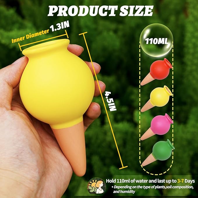 Terracotta Self Watering Spikes, 4 Pack Watering Bulbs for Indoor Outdoor Plants, Vacation Slow Release Plant Self Watering Planter Insert Devices, Colorful Water Globes While Away