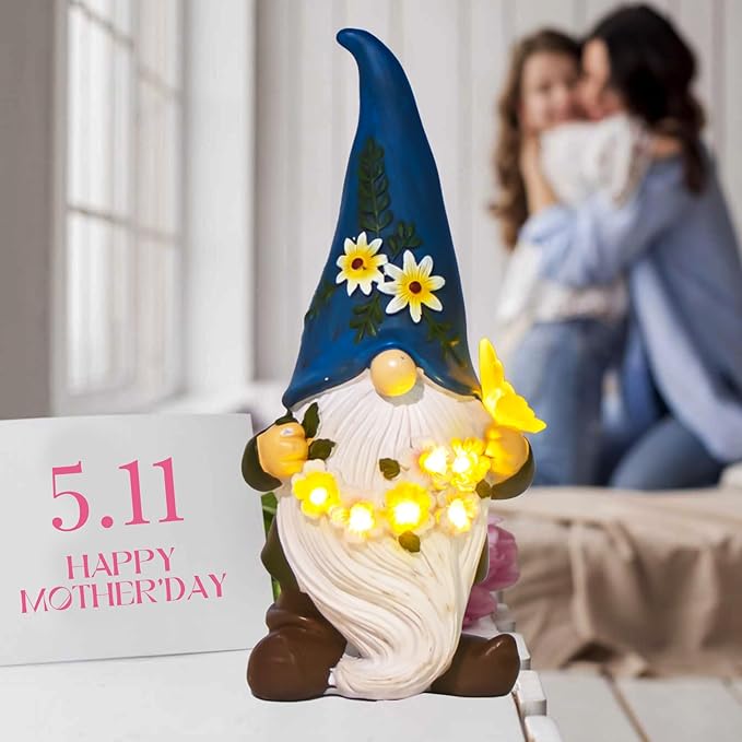 DKJOCKY Funny Garden Gnomes Gifts for Women, Solar Gnomes Decorations for Yard, Garden Oranments Outdoor Gardening Birthday Gifts for Women Mom Grandma Wife