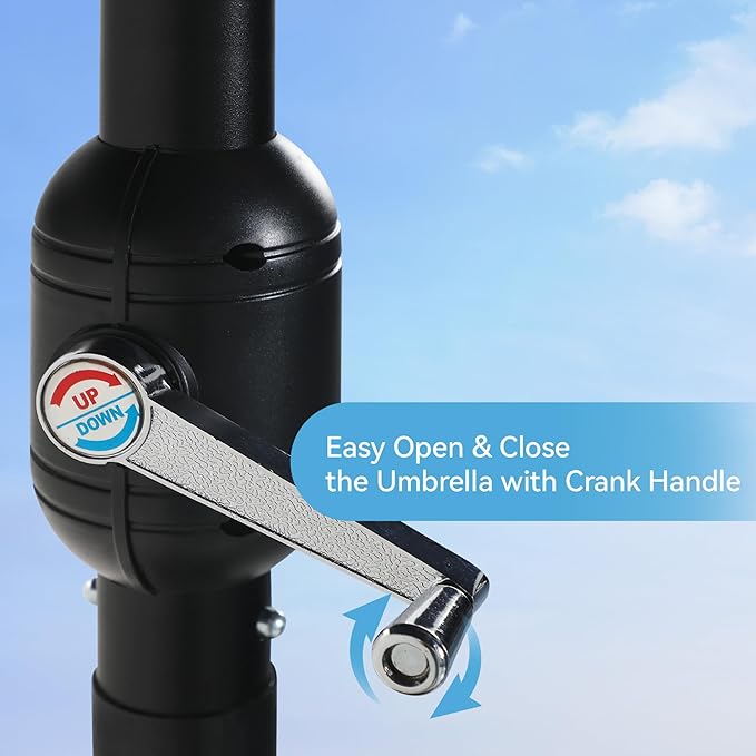 GREEN PARTY 15 ft Rectangle Patio Umbrella with Base Included, Double-Sided Table Umbrella with Crank, Large Outdoor Umbrellas for Patio Poolside Garden Backyard, Navy Blue