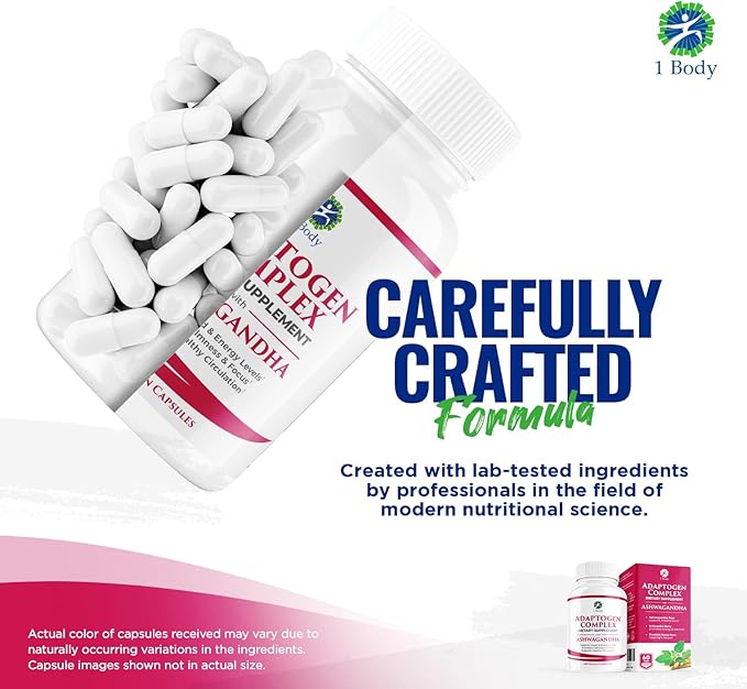 1 Body Ashwagandha Complex Supplement 120 Vegan