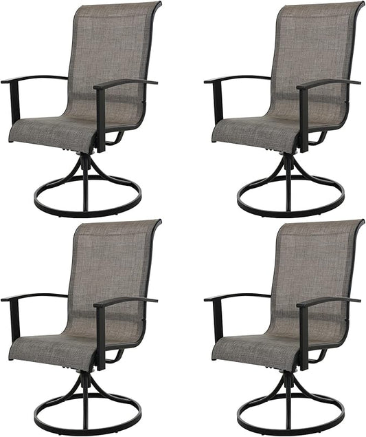 Grand patio Outdoor Swivel Dining Chairs 4-Piece Patio Dining Chairs Set Mesh Sling Patio High Back Swivel Rockers, Mixed Coffee