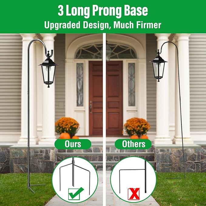 GOFORWILD Shepherd Hooks 2 Pack Adjustable, 49 inches Tall, Premium Metal Garden Hook for Outdoor, Hanging Plant, Solar Lights, Lanterns, Bird Feeders, and Wedding Decor, 7013