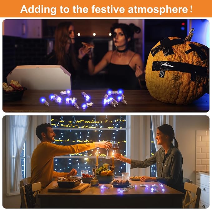 SumDirect Pack of 12/30/50/100 Colorful LED Mini Non-Blinking Lights for Paper Lanterns Balloons Floral Wedding Halloween Christmas Party Decoration Centerpieces (50, Blue)