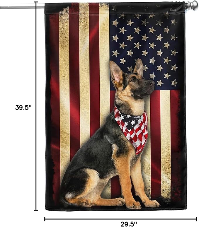 FLAGWIX German Shepherd Dogs Double Sided Flag - Patriot American Dog Flags - Decorations For Home, Outside, Patriotic House Flag 30x40 Heavy Duty Canvas, Decorative Indoor Outdoor Flag