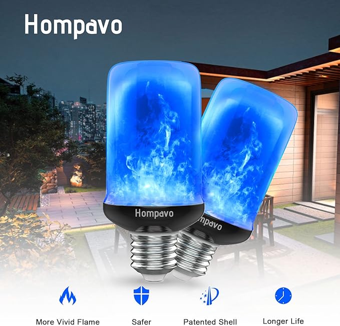 Hompavo 【Upgraded】 LED Flame Light Bulbs, Purple Flickering Light Bulbs with Upside Down Effect, E26/E27 Flame Bulb for Halloween Christmas Party Indoor and Outdoor Home Decoration (2 Pack)