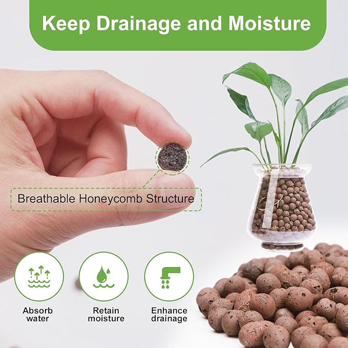 2.5 lbs LECA Balls for Indoor Plants, 4-16mm Clay Pebbles for Plants Hydroponic, Aquaponics, Natural Leca Balls for Soil Root Development, Orchid Potting Mix
