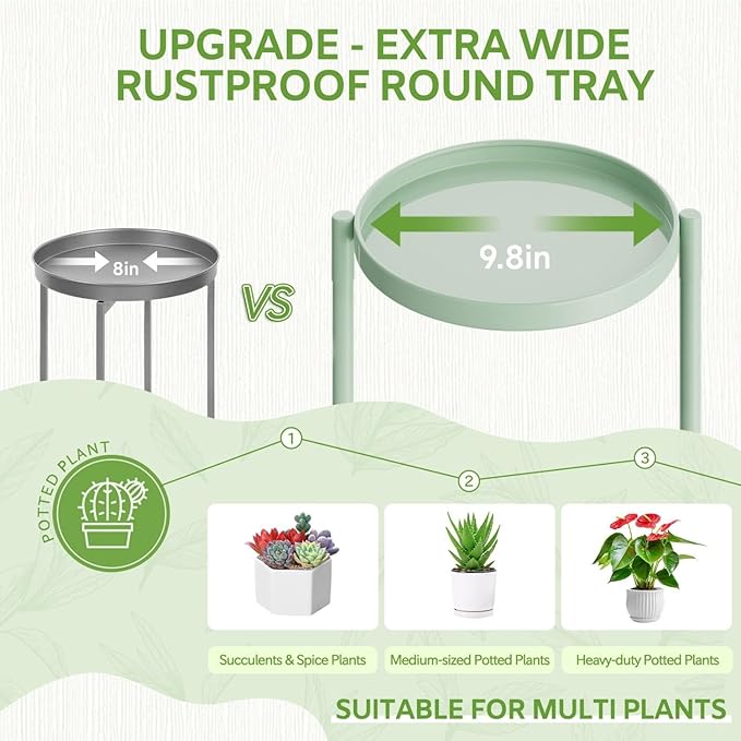 iDavosic.ly 7 Tier Large Plant Stand Indoor, 10 Inch Wide Tall Corner Metal Plant Stands Outdoor for Multiple Plants, Folding Tiered Flower Display Holder Rack Shelf, Light Green