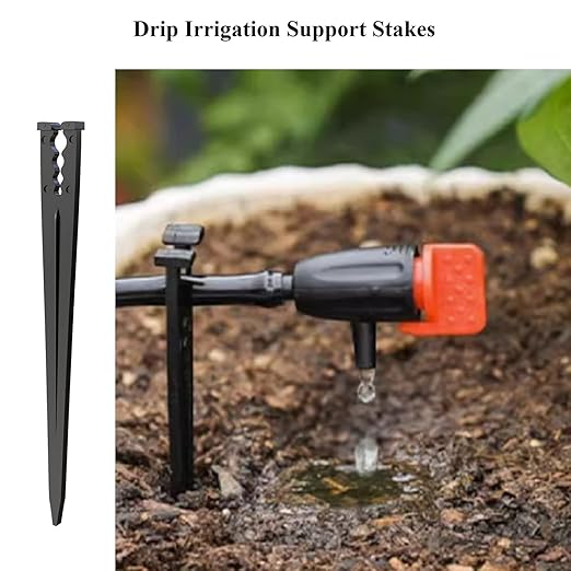 1/4 inch Drip Irrigation Tubing 65 FT Roll, 20 Pcs 1/4" Drip Irrigation Tubing Support Stakes,1 Pcs 3/4" to 1/4" Drip Irrigation Hose Connector