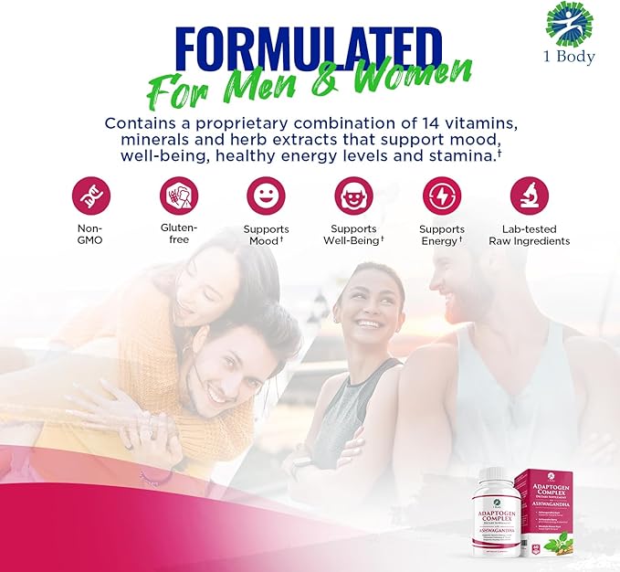 1 Body Ashwagandha Complex Supplement 60 Vegan