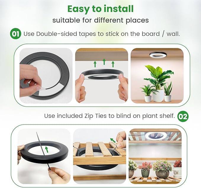 Wiaxulay 6.3” Ceiling Plant Grow Light, 252 LED Full Spectrum Halo Grow Lights for Indoor Plants, 12V/3A Under Cabinet Grow Lamp with 6/12/16 Hrs, 3 Lighting Mode, 5 Dimmable Levels, Tri Head