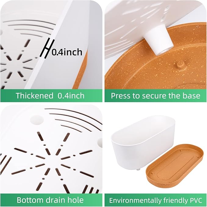 QCQHDU 2 Pack Window Planter Box 16” x 7", Self Watering Plant Pots for Indoor Plants Home Garden Flower Pot with Drainage Hole and Tray