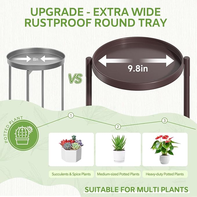 iDavosic.ly 5 Tier Large Plant Stand Indoor, 10 Inch Wide Tall Corner Metal Plant Stands Outdoor for Multiple Plants, Folding Tiered Flower Display Holder Rack Shelf, Violet Bronze