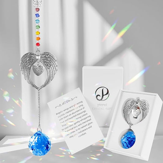 Memorial Gifts for Loss of Loved One Unique Sympathy Gifts Rainbow Sun Catcher Indoor Window Hanging Crystal Prism Grief Bereavement Gifts Ideas for Who Loss of Mom Dad (Navy Blue)