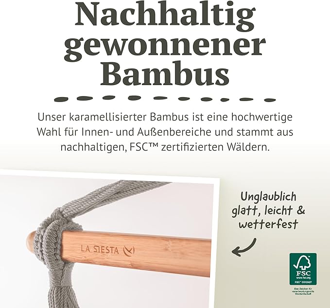 LA SIESTA® - XL King Domingo Hammock Swing Chair - Weather & Tear Resistant Hanging Hammock Chair - Indoor Outdoor Hammock Chair Swing - Hanging Chair for Patio Porch Bedroom - Max 355 Lbs, Marine