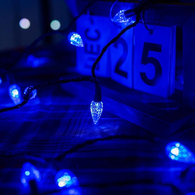 Dazzle Bright C6 Christmas String Lights, 200 LED 66 FT Waterproof Connectable String Lights with Timer, 8 Modes Christmas Lights for Indoor Outdoor Home Garden Yard Xmas Tree Decoration (Blue)