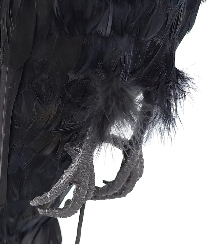 Etistta 17 inch Realistic Hanging Dead Crows Decoy Lifesize Extra Large Black Feathered Crow