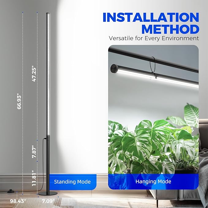 Barrina T10 Pro Standing Grow Light with Timer, 42W, 5000K, Full Spectrum Vertical Tall Grow Lights for Indoor Plants, Wide Coverage, 4FT to 5.6FT Height with Foot Switch, for Flower and Tall Plants