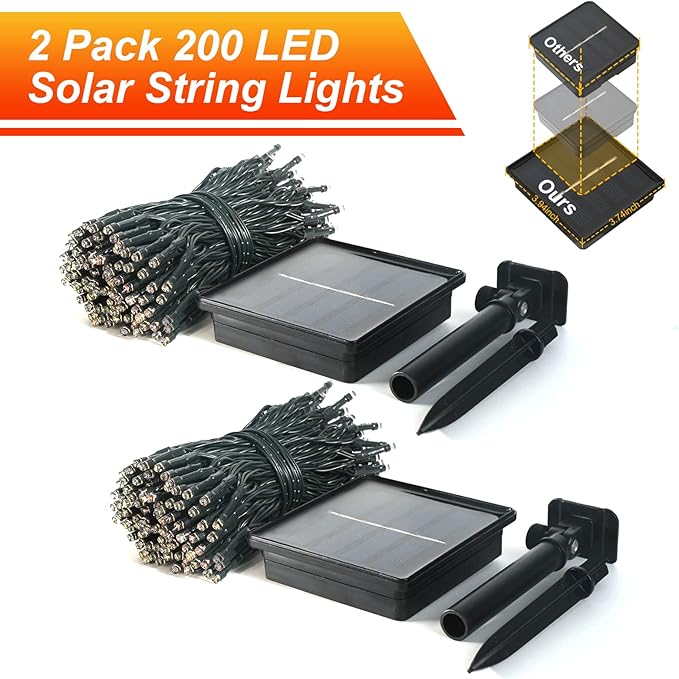 JMEXSUSS 2 Pack Orange Solar Halloween Lights, Total 400 LED 151FT Solar String Lights Outdoor Waterproof, 8 Modes Halloween Lights for Outside Tree Patio Yard Garden Halloween Decorations