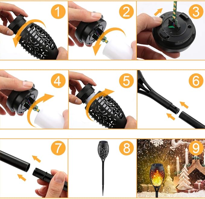 Kurifier 12Pack Flickering Flame Solar Torch Lights for Garden Decor, Waterproof Solar Lights Outdoor Decorative, Outdoor Decorations for Yard Porch Lawn Patio Outside Decor-Luces Solares para Jardin